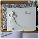 Bride and Groom Design Wedding Guest Book in White Resin