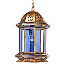 gouden 1 - licht hanglamp in blauw glazen kap
