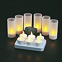 6 pc Warm Yellow  LED Rechargeable Flameless Tea Light Candles