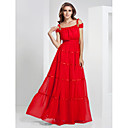 A-line Bateau Off-the-shoulder Floor-length Chiffon Evening Dress