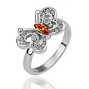 superbe cristal d'or 18 carats gravure de mode papillon anneau