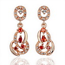 18K Gold Fashion Red Rhinestone Alloy Earrings