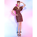 Sheath/ Column V-neck Short/ Mini Chiffon And Lace Cocktail Dress