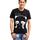 rodada masculina gola impressão ocasional t-shirt