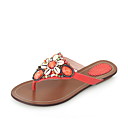 leatherette calcanhar plana sandálias / chinelos sapatos de lua de mel com cristal (mais cores)