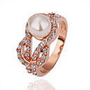 superbe zircone cubique 18k plaqué or perle de mode anneau de noeud