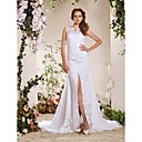 charmant v-cou train chapelle robe de sarclage de dentelle une ligne