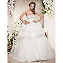 Ball Gown Sweetheart Sweep/Brush Train Satin Tulle Wedding Dress