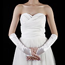 Satin Elbow Length Fingerless Bridal Gloves With Rhinestones (More Colors)