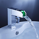 Color Changing LED Waterfall Bathroom Sink Faucet with Pop up Waste - Blade Series