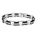 Men's Stainless Steel and Silica Gel Bracelet (Silver)