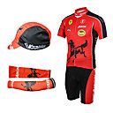 Cycling BIB Suits with Cap and Arm Warmers(Red and Black)