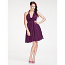 A-line Halter Short/Mini Chiffon Bridesmaid Dress