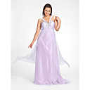 Sheath/Column V-neck Sweep/Brush Train Chiffon Evening Dress