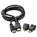 High Speed ​​HDMI kabel met mini HDMI en micro-HDMI-adapter (1.5m)