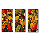 Hand-painted People Oil Painting with Stretched Frame - Set of 3