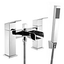 hedendaagse centerset dubbele handgrepen brug massief messing bad kraan met handdouche - chroom