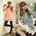 Round Neck Embroidered Snowflakes Sleeve Sweater