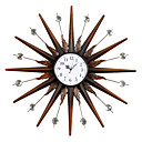 24" Sun Theme Retro Iron Wall Clock with Acrylic Crystal