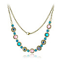kleurrijke strass in goud legering ketting