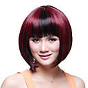 Capless Short Top Grade Synthetic Japanese Kanekalon Straight Bob Wig Full Bang Mixed-Color