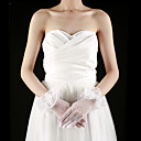alcance de tule luvas pulso de noiva comprimento com apliques (mais cores)