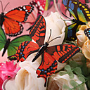 Beautiful Red And Black Plastic Butterfly - Set Of 6