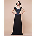 A-line Straps Floor-length Stretch Satin And Chiffon Mother of the Bride Dress