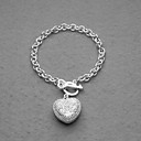 Mode Strass versilbert Herz Charm Armband Frauen