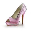satijnen naaldhak pompen / platform met strass bruiloft damesschoenen
