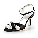Beautiful Satin Stiletto Heel Sandals With Rhinestone Wedding Party Women's Shoes
