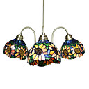 Tiffany glazen kroonluchters met 3 Lights in Flower Design