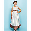 A-line Square Ankle-length Satin Junior Bridesmaid Dress