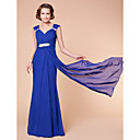vaina / columna v-cuello palabra de longitud gasa madre del vestido de la novia