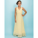A-line Halter Floor-length Chiffon Junior Bridesmaid Dress