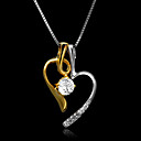 Fine Jewelry Elegant Two Half Heart Combine Zircon Sterling Silver Necklace
