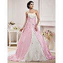 Ball Gown Strapless  Chapel Train Taffeta  Wedding Dress