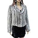 Elegant Long Sleeve Turndown Collar Evening Rabbit Fur Jacket