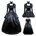 Langarm bodenlangen Black Satin Retro westlichen Gothic Lolita Kleid