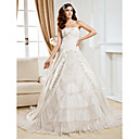 Ball Gown Strapless Chapel Train Satin And Organza Wedding Dress
