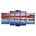 Hand-painted Abstract Oil Painting with Stretched Frame - Set of 5