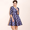 TS Vintage Style Jacquard Swing Dress With Lace Hem