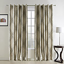 (Two Panels) Traditional Geometic Jacquard Polyester Room Darkening Curtains