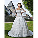 Ball Gown Sweetheart Straps Chapel Train Satin Wedding Dress With A Wrap