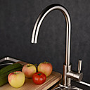 Contemporary Single Handle Brass Kitchen Faucet—Nickle Brushed Finish