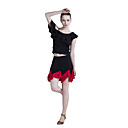 dancewear de poliéster con volantes y una falda top latino para damas