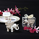 "Lucky Elephant" Antique Ivory-Finish Tea Light Holder