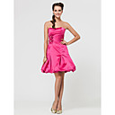 A-line Sweetheart Strapless Short/Mini Satin Bridesmaid Dress With Side Draping