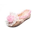 Hecho a mano zapatos de baile de lona Split-Ballet Slipper único con Rose For Kids