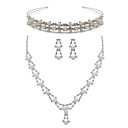  Elfenbein Perle zweiteilige elegante Tropfen Damen Halskette und Ohrringe Schmuck-Set (38 cm)